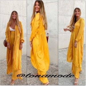 “set” Zara Mustard Wrinkle Look Dress /Pants NWT